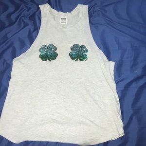 Vs PINK gray tank size:S